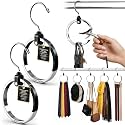 Rolly Hanger® Premium Closet Organizer, Rotating Aluminum Ring Hanger with 360° Swivel Hook, Space Saving Accessory Holder for Belts, Ties, Hats, Scarves, Purses & Handbags | Closet Organizer (2 Pack)