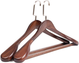 rollyware extra wide shoulder luxury woodsuit hanger non slip pant holder heavy duty wooden coat pack of 2 hangers for  coat
