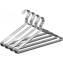 ROLLYWARE Heavy Duty Metal Shirt Coat Hangers, Stainless Steel Clothes Hanger with Polished Chrome, 17 Inch Silver Metal Wire Hanger (30)
