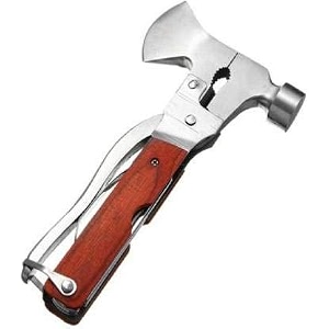 rollyware multifunction stainless steel 10 in 1 multi-functional pocket hand tool set hatched hatchet wrench cutter and more multipurpose multitools hammers