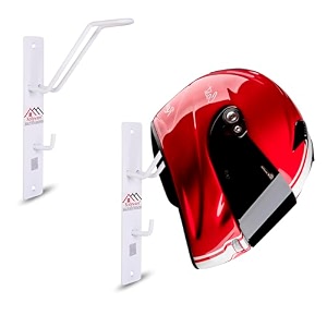 rollyware  open and full face wall mountable multipurpose organizer hook helmet and jacket hanger wall mount helmet hook stand 3 white