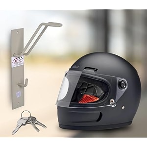 rollyware  open and full face wall mountable multipurpose organizer hook helmet and jacket hanger wall mount helmet hook stand 2 grey