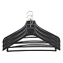 ROLLYWARE™ Unique Design Plastic Coat Hanger with Locking Bar for Clothes Wardrobe,. Coat, Sarees, Pants,Clothes Locking Bar Hanger Pack of (Black, 3)