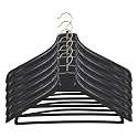 ROLLYWARE™ Unique Design Plastic Coat Hanger with Locking Bar for Clothes Wardrobe,. Coat, Sarees, Pants,Clothes Locking Bar Hanger Pack of (Black, 6)