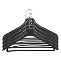 ROLLYWARE™ Unique Design Plastic Coat Hanger with Locking Bar for Clothes Wardrobe,. Coat, Sarees, Pants,Clothes Locking Bar Hanger Pack of (Black, 8)
