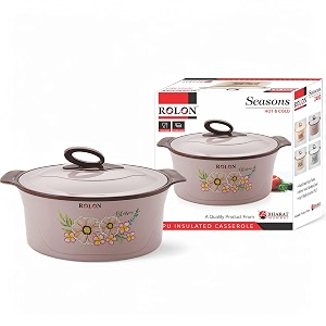 rolon seasons 2000 casserole mauve pu insulated hot amp cold food 1500 ml capacity floral design double wall thermoware kitchen serveware food safe stainless steel