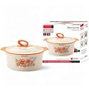 ROLON Seasons 2000 Casserole Orange PU Insulated Hot &amp; Cold Food 1500 ml Capacity Floral Design Double Wall Thermoware Kitchen Serveware Food Safe Stainless Steel