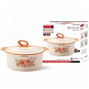 ROLON Seasons 4000 Casserole Orange PU Insulated Hot &amp; Cold Food 3000 ml Capacity Floral Design Double Wall Thermoware Kitchen Serveware Food Safe Stainless Steel