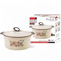 ROLON Seasons 800 Casserole Brown PU Insulated Hot & Cold Food 700 ml Capacity Floral Design Double Wall Thermoware Kitchen Serveware Food Safe Stainless Steel