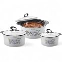 ROLON Seasons Insulated Casserole Set – 700ml, 1150ml, 1850ml – Floral Print Hot Pot with Lid – Food Grade Thermoware for Kitchen &amp; Serving - Grey