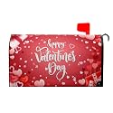Romantic Valentines Day Mailbox Cover Large Size 25x21in Valentine Decoration Mailbox Covers Magnetic Red Pink Love Hearts Decorative Post Letter Box Wrap Decor for Anniversary Wedding Garden Yard