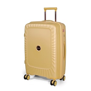 romeing sicily 24 inch polypropylene luggage hard sided yellow 65 cms medium check-in trolley bag  8 spinner smooth wheels  tsa lock  unbreakable  men amp women amp kids