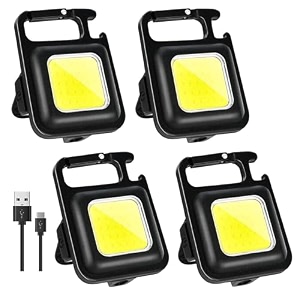 romino cob keychain work light keychain flashlights 4 light modes 800 lumen led keychain light emergency light with folding bracket bottle opener and magnet base for camping walking - 4 piece