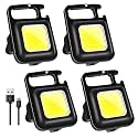 ROMINO COB Keychain Work Light Keychain Flashlights 4 Light Modes 800 Lumen, Led Keychain Light Emergency Light with Folding Bracket Bottle Opener and Magnet Base for Camping Walking - 4 Piece