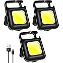 ROMINO COB Keychain Work Light Keychain Flashlights 4 Light Modes 800 Lumen, Led Keychain Light Emergency Light with Folding Bracket Bottle Opener and Magnet Base for Camping Walking - 3 Piece