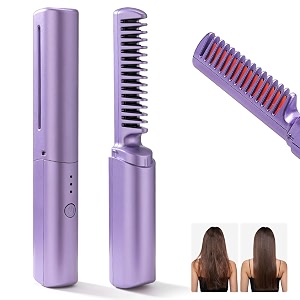 romino rechargeable hair straightener comb brush for women hair styler brush hair straightening iron straightener machine ptc heating electric comb cordless design multicolor