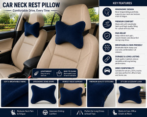 romj Blue Memory Foam Car Pillow Cushion