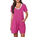 Rompers for Women Summer Casual Short Sleeve Jumpsuits Trendy Shorts Overalls V Neck Loose One Piece Outfits