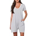 Rompers for Women Summer Casual Short Sleeve Jumpsuits Trendy Shorts Overalls V Neck Loose One Piece Outfits