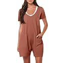 Rompers for Women Summer Casual Short Sleeve Jumpsuits Trendy Shorts Overalls V Neck Loose One Piece Outfits