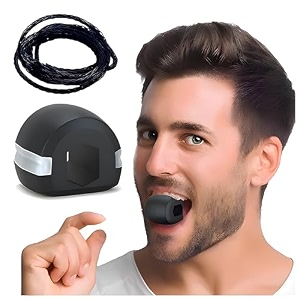 ronata jawline exerciser jawfaceampneck exerciser - define your jawlineslim and tone your facelook younger and healthier - helps reduce stress and craving- free jawline rop hanger for neck black1