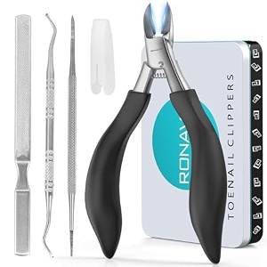 nail clipper set for adult ingrown toenails ronavo heavy duty toe nail clippers seniors thick nails long handle large toenail clippers for ingrown nails 4pcsblack