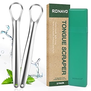 ronavo tongue scrapers for children amp adults cure bad breathstainless steel tongue scraper cleaner - tongue cleaners fresher breath in seconds 2-pack