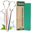 RONAVO Tongue Cleaners (2 Pack), Tongue Cleaner Cure Bad Breath, Stainless Steel Tongue Scraper with Case, Metal Tongue Scrapers for Adults Fresher Breath in Seconds
