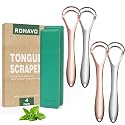 RONAVO Tongue Scraper for Adults (4 PC), New 2023 Tounge Scraper Dual Scraping Head with Travel Cases, Stainless Steel Tongue Cleaner Fresh Breath, Oral Care, 2 Colors…