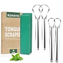 RONAVO Tongue Scraper Cleaner for Adults and Kids, with Travel Handy Case, Professional Tough Scraper Healthy Oral Care, Fight Bad Breath, Easy to Use &amp; Wash, 2 Size (4 PC)…