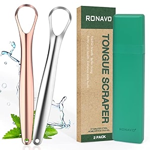 ronavo tongue scraper for kids children adult medical grade stainless steel tongue cleaners include handy case healthy oral hygiene 2 colors