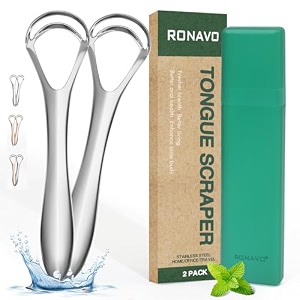 ronavo tongue scrapers for adults with thick tongue coating mental tongue scraper with dual scraping head design for deep clean bad breath gone help improve oral hygiene