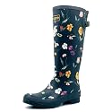 Rongee Womens Rain Boots Waterproof Tall Garden Outdoor Mud Shoes Daisy Printed with Adjustable Buckle