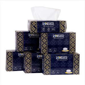 ronsher 2 ply premium facial tissue paper box  100 pulls  pack of 6  oba-free