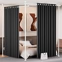 Room Divider Curtains with Ceiling Track, Wide Curtain for Room Partition (White, 43''-145''Wide(No Curtains))