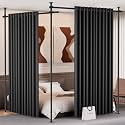 Room Divider Curtains with Ceiling Track, Wide Curtain for Room Partition (Black, 43''-145''Wide(No Curtains))