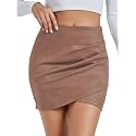 Rooscier Women's Faux Suede High Waist Mini Skirt