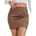 Rooscier Women's Faux Suede High Waist Mini Skirt
