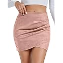 Rooscier Women's Faux Suede High Waist Mini Skirt