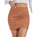 Rooscier Women's Faux Suede High Waist Mini Skirt