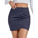 Rooscier Women's Faux Suede High Waist Mini Skirt