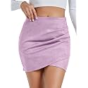 Rooscier Women's Faux Suede High Waist Mini Skirt