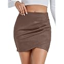 Rooscier Women's Faux Suede High Waist Mini Skirt
