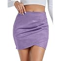Rooscier Women's Faux Suede High Waist Mini Skirt