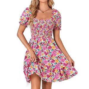 Rooscier Womens Summer Boho Mini Dress