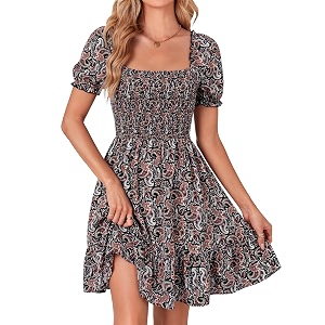 Rooscier Womens Summer Boho Mini Dress