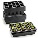 RooTrimmer 10 Pack 2.5 inch Square Pots 3.5 inch Deep 20 Cell Seedling Plug Trays with Water Collection Nursery Trays (15"x11"x3") for Seeds Starting and Transplanting