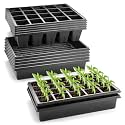 RooTrimmer 2.5 inch Square Pots 3.5 inch Deep 20 Cell Seedling Trays with Water Collection Nursery Trays (15"x11"x3") for Seeds Starting and Transplanting(5 Sets)