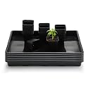 RooTrimmer 2.8 inch (7CM) Square Nursery Pots 120pcs with 5 Pack Seed Starter Trays, Durable Plastic Flat Seedling Tray (17"x11"x2") for Carrying and Holding Plant Nursery Pot (Black)