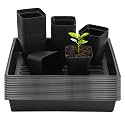 RooTrimmer 4 inch (10CM) Square Nursery Pots 120pcs, Sturdy Seedlings Trays 10 Pcs, Seeds Starter Germination Tray, Microgreening Planter Nursery Propagation 10 Sets